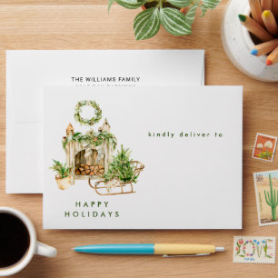 Elegant Bohemian Christmas Tree Composition Envelope