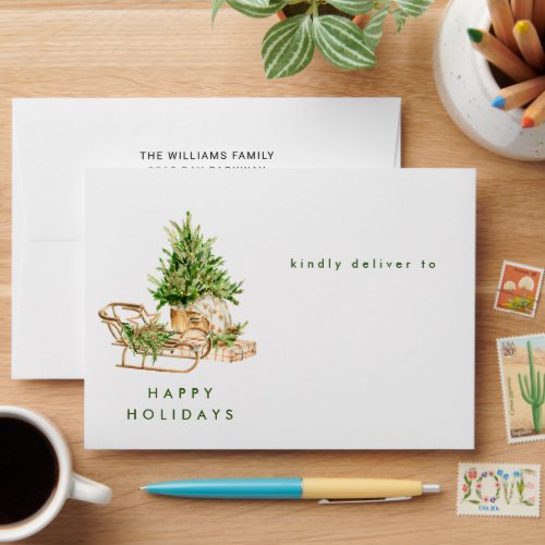 Elegant Bohemian Christmas Tree Composition Envelope