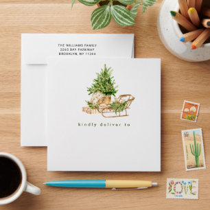 Elegant Bohemian Christmas Tree Composition Envelope