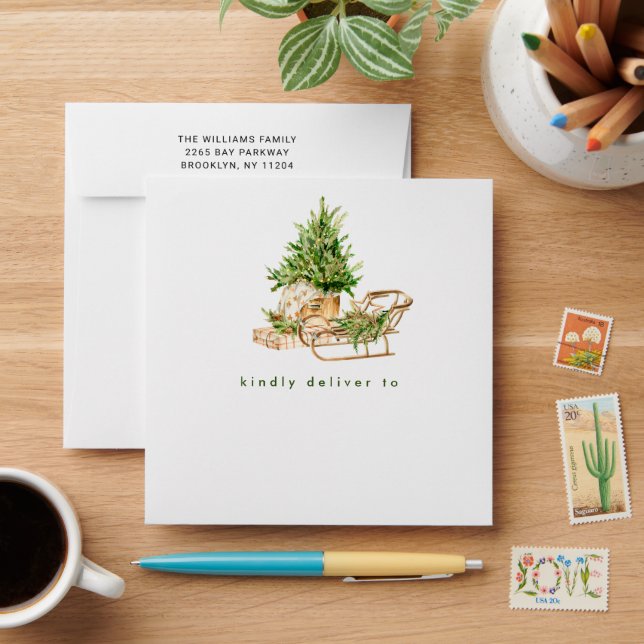 Elegant Bohemian Christmas Tree Composition Envelope (Desk)