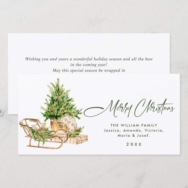 Elegant Bohemian Christmas Tree Composition Holiday Card (Front/Back)