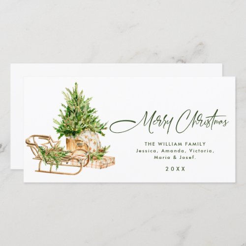 Elegant Bohemian Christmas Tree Composition Holiday Card