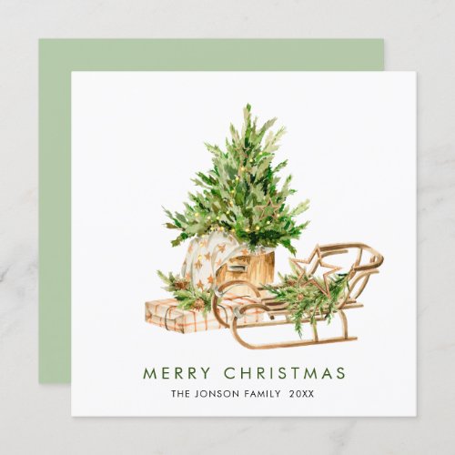 Elegant Bohemian Christmas Tree Composition Holiday Card