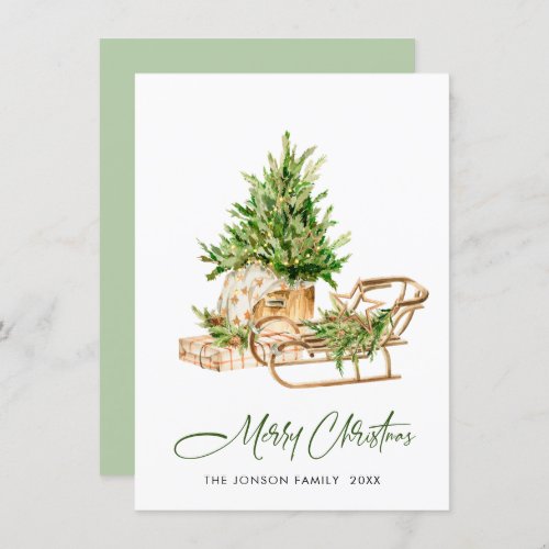 Elegant Bohemian Christmas Tree Composition Holiday Card