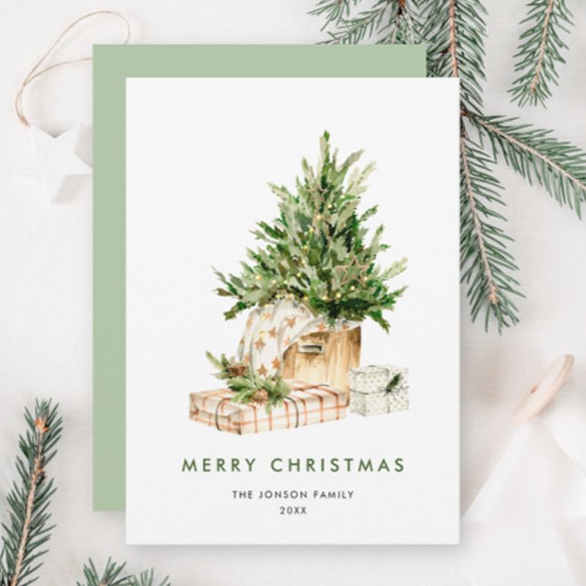 Elegant Bohemian Christmas Tree Composition Holiday Card (Creator Uploaded)