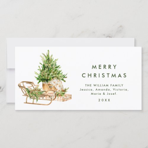 Elegant Bohemian Christmas Tree Composition Holiday Card