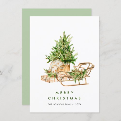 Elegant Bohemian Christmas Tree Composition Holiday Card