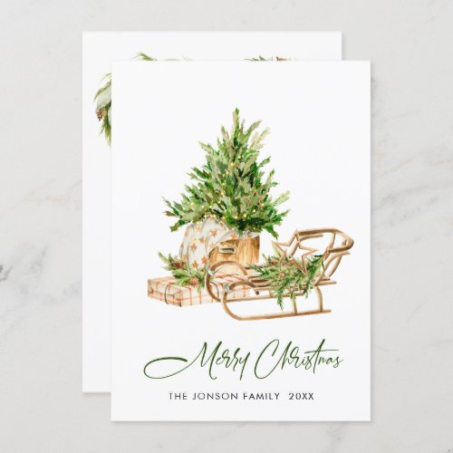 Elegant Bohemian Christmas Tree Composition Holiday Card