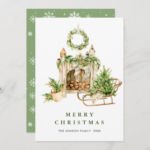 Elegant Bohemian Christmas Tree Composition Holiday Card