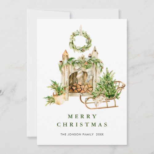 Elegant Bohemian Christmas Tree Composition Holiday Card