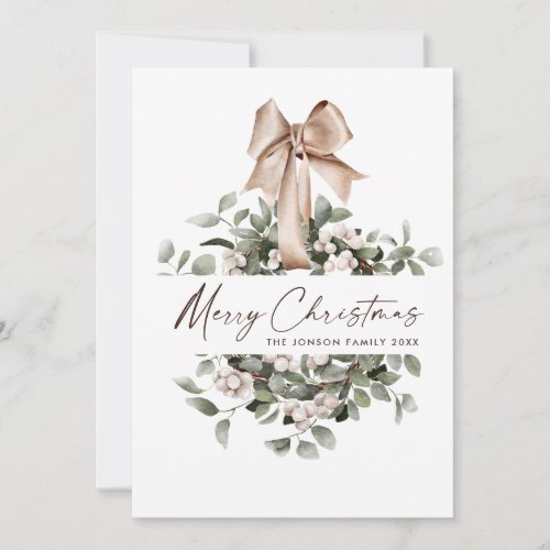 Elegant Bohemian Christmas Wreath Greeting Holiday Card