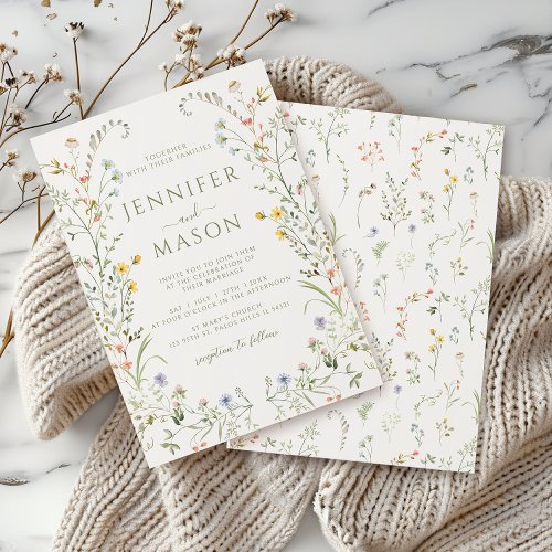 Elegant Bohemian Colorful Meadow Floral Wedding Invitation