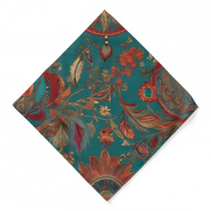 Elegant Bohemian Feather-Print Boho Chic Bandana