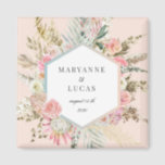 Elegant Bohemian Floral Monogram Magnet<br><div class="desc">Our "Bohemian Elegant Floral" collection features beautiful blush and light teal florals with ample dry foliage on various pastel backgrounds paired with an elegant script for all your personal information. We are positive that you are going to love to mix and match different items from this collection. Check our store...</div>