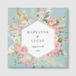 Elegant Bohemian Floral Monogram Magnet<br><div class="desc">Our "Bohemian Elegant Floral" collection features beautiful blush and light teal florals with ample dry foliage on various pastel backgrounds paired with an elegant script for all your personal information. We are positive that you are going to love to mix and match different items from this collection. Check our store...</div>