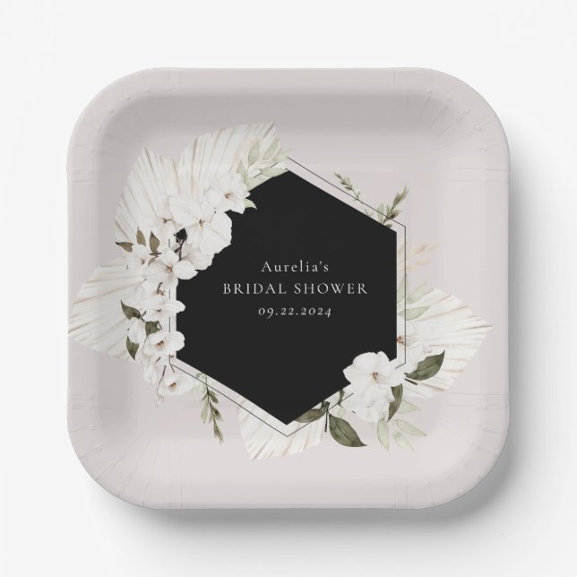 Elegant Bohemian Floral Paper Plates (Front)