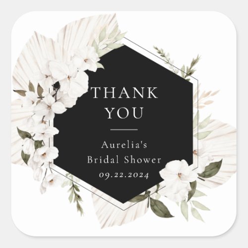 Elegant Bohemian Floral Square Sticker