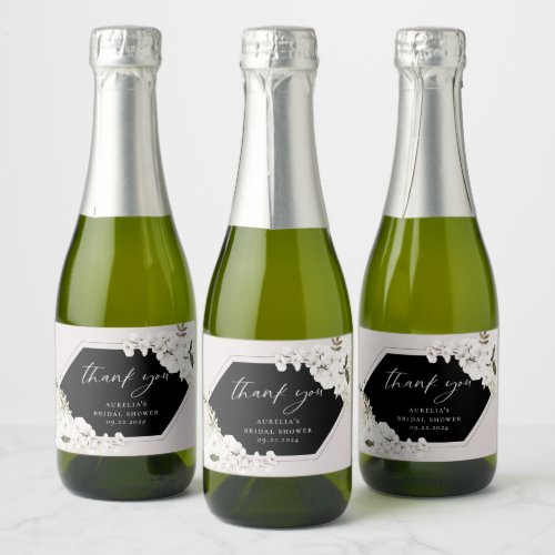 Elegant Bohemian Floral Thank You Sparkling Wine L Sparkling Wine Label