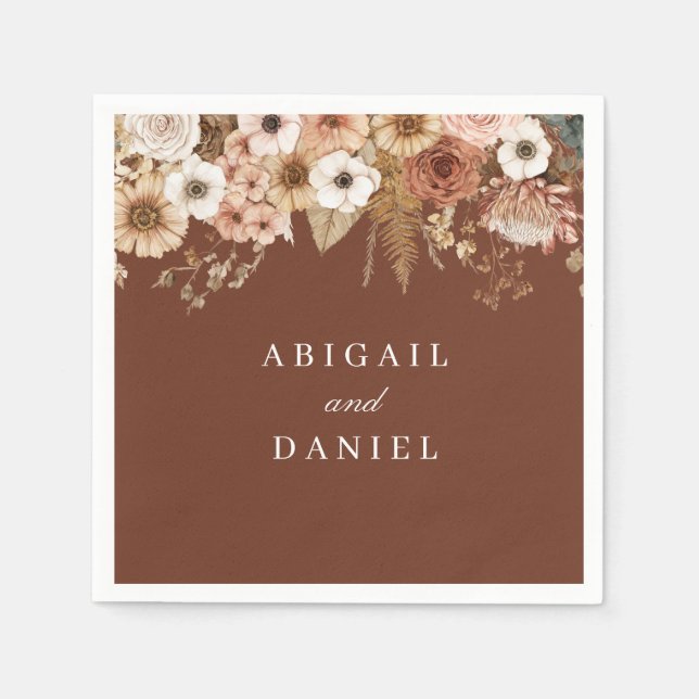 Elegant Bohemian Floral Wedding  Napkins (Front)