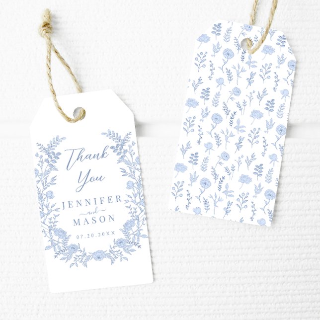 Elegant bohemian floral wreath wedding thank you gift tags (Creator Uploaded)