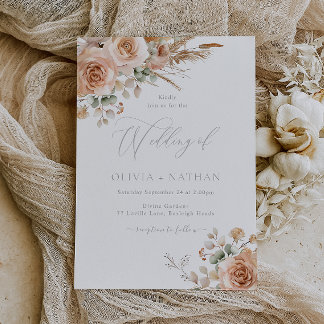 Elegant Bohemian Flowers Modern Wedding Invitation