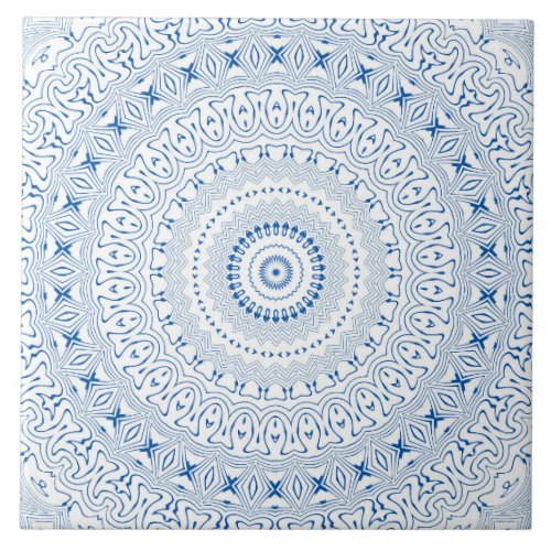 Elegant Bohemian Folk Art Groovy Retro Mandala Ceramic Tile