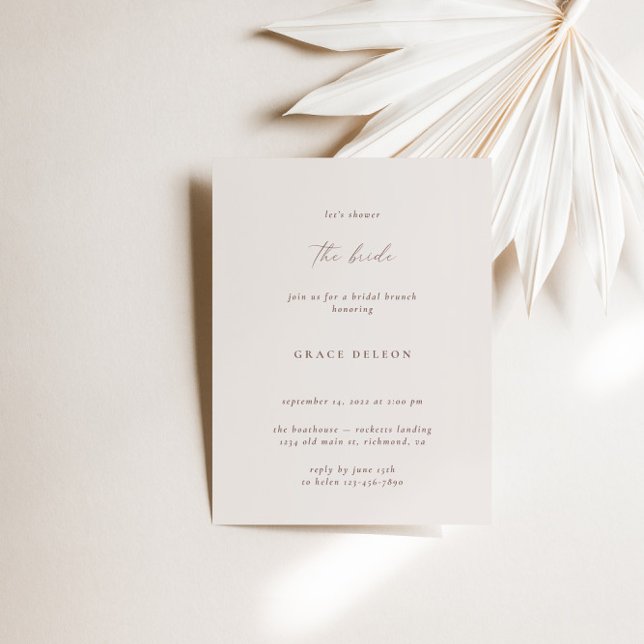 Elegant Bohemian Ivory Minimalist Bridal Shower Invitation (Creator Uploaded)