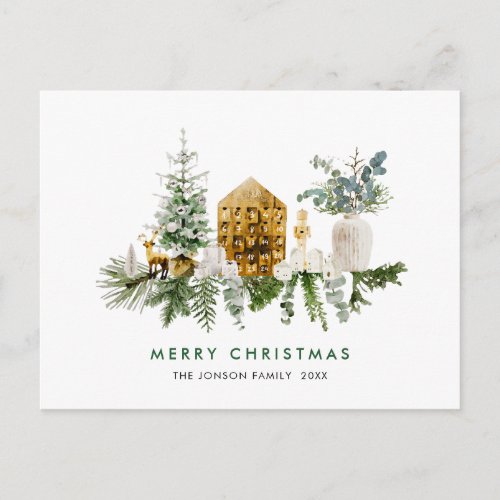 Elegant Bohemian Merry Christmas Composition Holiday Postcard