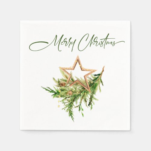 Elegant Bohemian Merry Christmas Composition Napkins