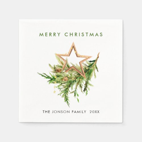 Elegant Bohemian Merry Christmas Composition Napkins