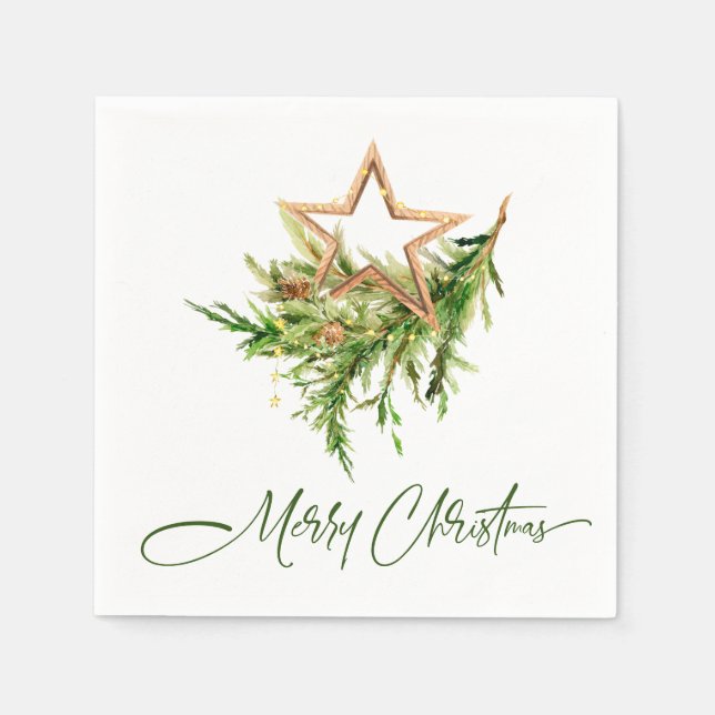 Elegant Bohemian Merry Christmas Composition Napkins (Front)