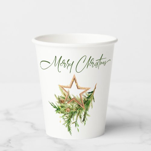 Elegant Bohemian Merry Christmas Composition Paper Cups