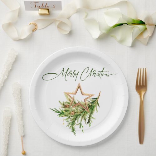 Elegant Bohemian Merry Christmas Composition Paper Plates