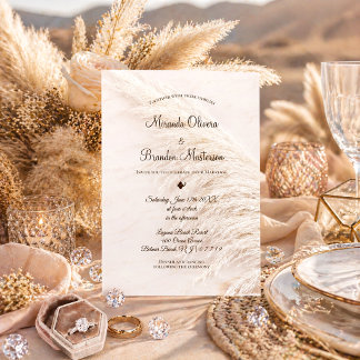 Elegant Bohemian Pampas Grass Wedding Invitation