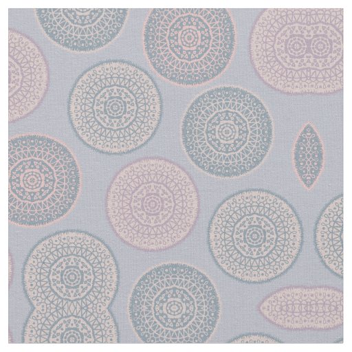 Elegant Bohemian Pink Blue Pastel Mandala Pattern Fabric