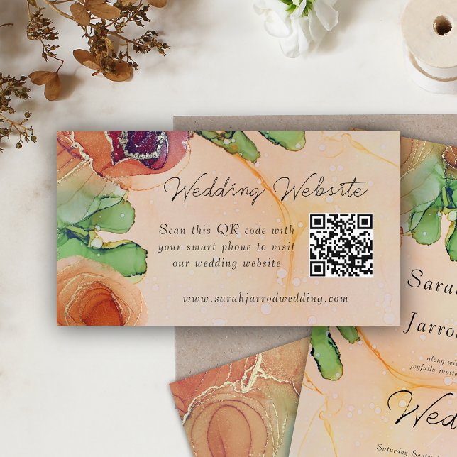 Elegant Bohemian QR Wedding Website Card (Creator Uploaded)
