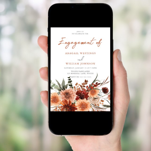 Elegant Bohemian Summer & Autumn Engagement Party Invitation (Front Digital)