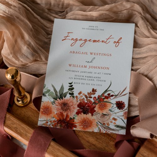 Elegant Bohemian Summer  Autumn Engagement Party Invitation