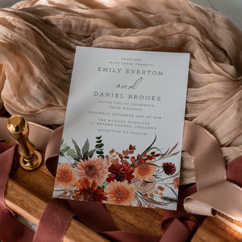 Elegant Bohemian Summer  Autumn Floral Wedding Invitation