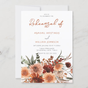 Elegant Bohemian Summer & Autumn Rehearsal Dinner Invitation