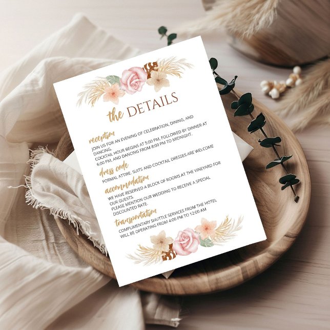 Elegant Bohemian Wedding Reception and Details Enclosure Card (Creator Uploaded)