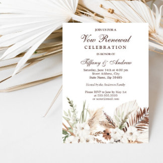 Elegant Bohemian White Floral Vow Renewal Invitation