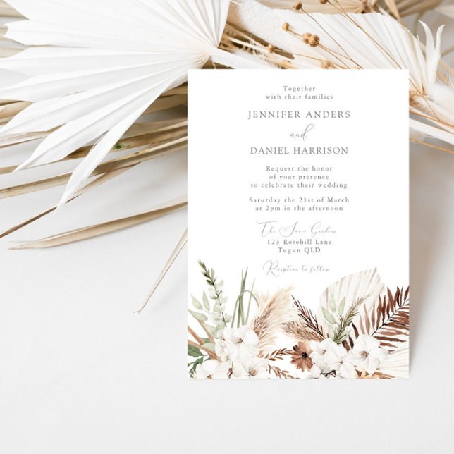 Elegant Bohemian White Floral Wedding Invitation (Creator Uploaded)
