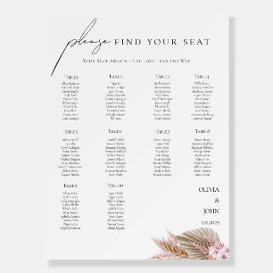 Elegant Boho 10 tables Wedding Seating Chart   Foam Board