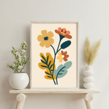 Elegant Boho Abstract Botanical Flower Poster