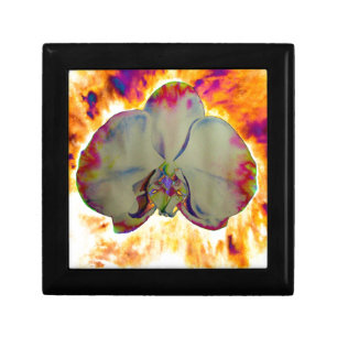 Elegant boho abstract watercolor orchid painting gift box