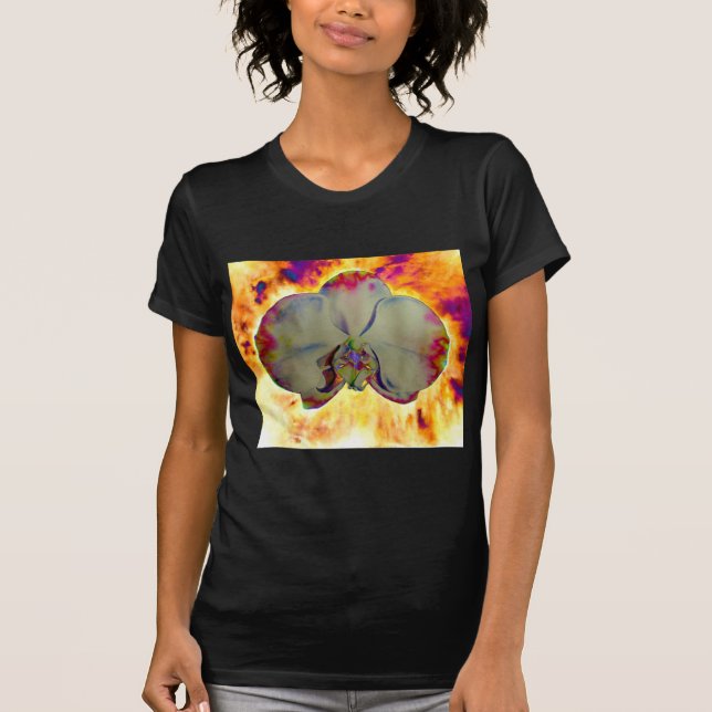 Elegant boho abstract watercolor orchid painting T-Shirt (Front)