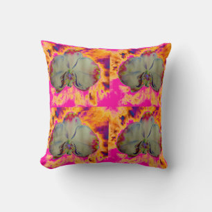 Elegant boho abstract watercolor orchid painting throw pillow