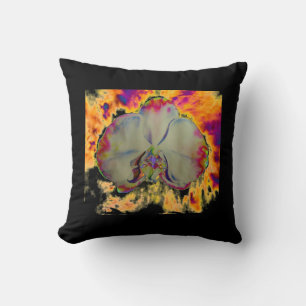 Elegant boho abstract watercolor orchid painting throw pillow