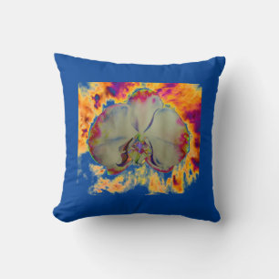 Elegant boho abstract watercolor orchid painting throw pillow